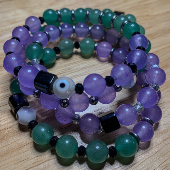 Crystal Lavender Jade Healing Bracelet - Picture 1 of 5